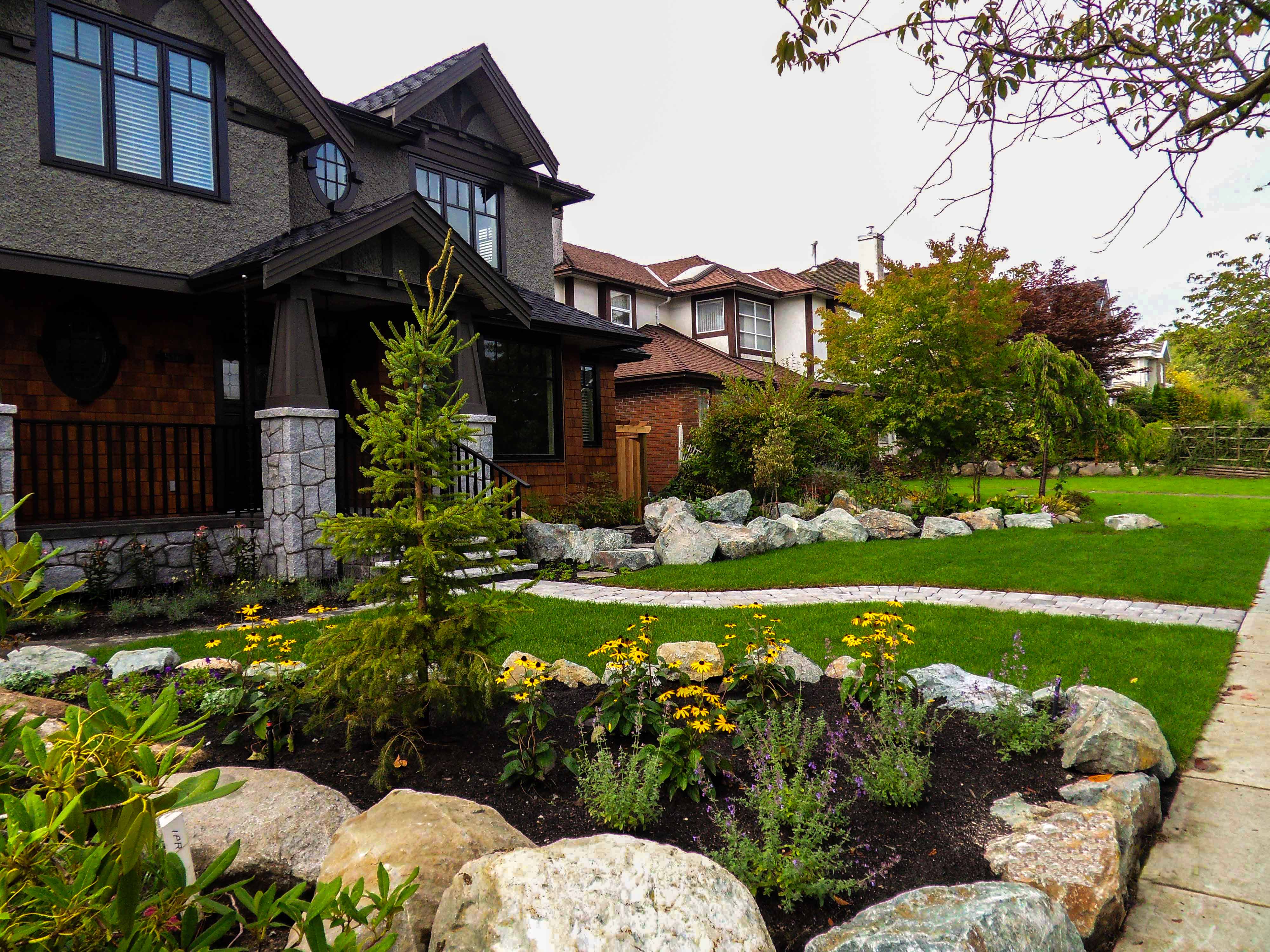 Retaining Walls and Water Feature in Vancouver
