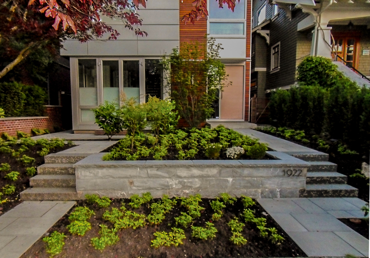 Stone Wall with Basalt Stairs in Vancouver
