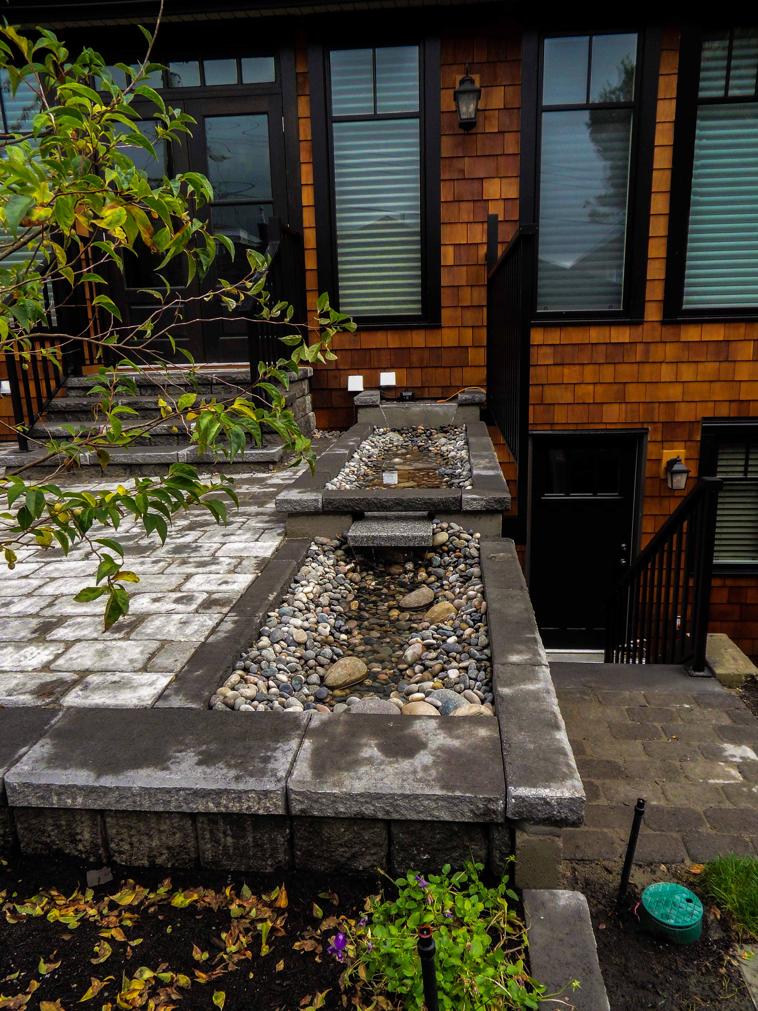 Paving Stone Patio and Water Feature in Vancouver